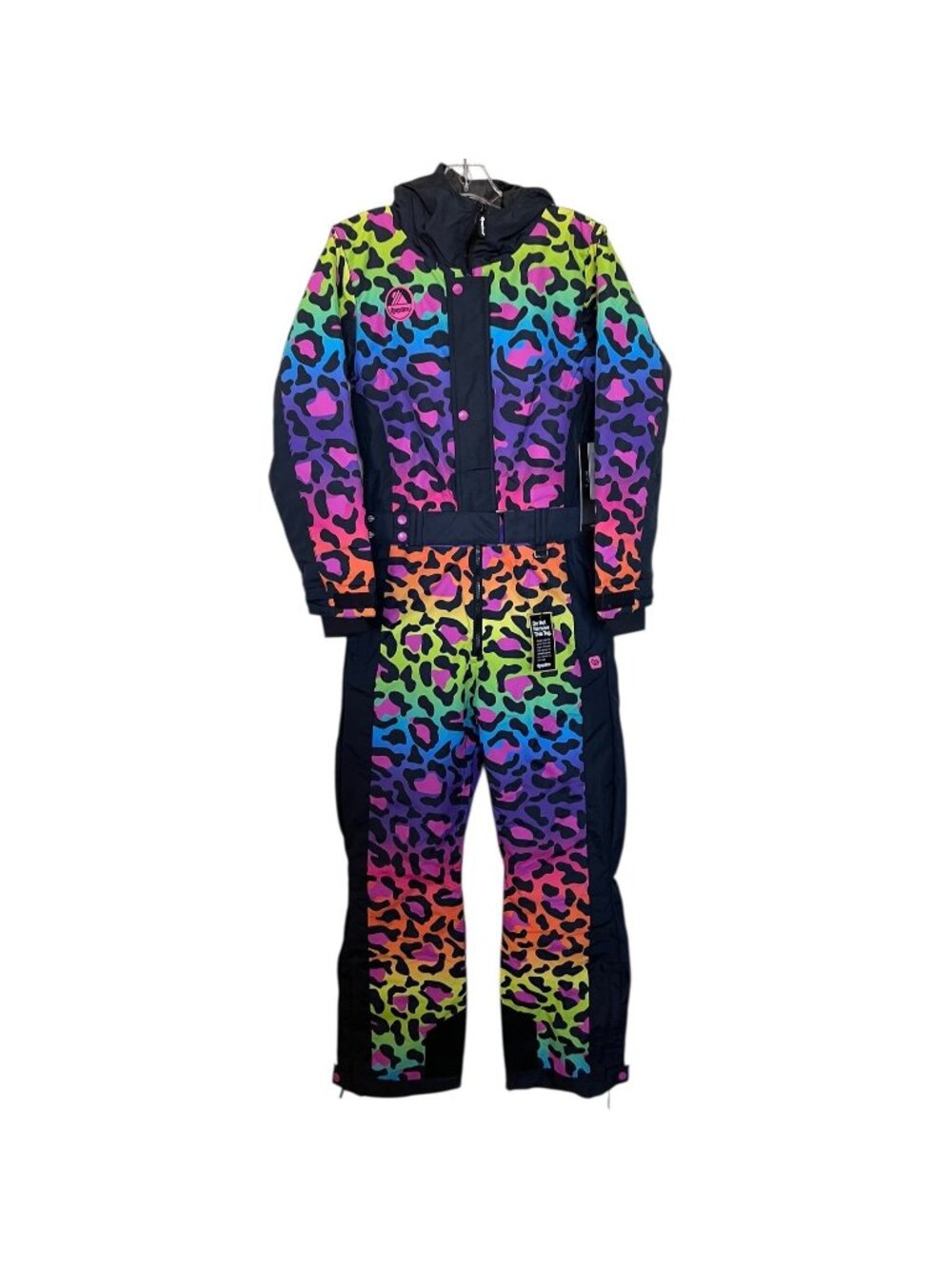 Tipsy Elves Womens 90s Leopard Snow Suit Size XS Animal Print Ski Ski Suit Black
